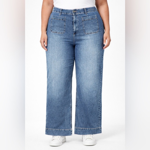 Bagatelle Bag Denim - Bagatelle Jeans Women’s Blue Medium Wash High-Rise Cropped Wide Leg Size 22W